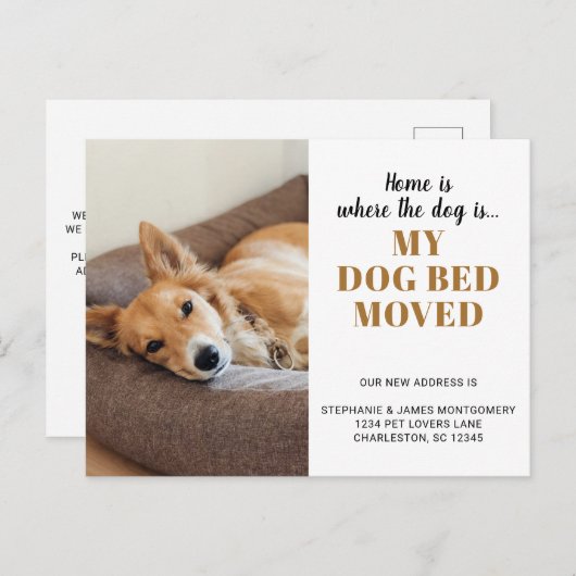 Funny Dog Photo Personalized Pet Moving Aankondigingskaart (Voorkant / Achterkant)
