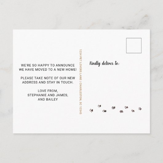 Funny Dog Photo Personalized Pet Moving Aankondigingskaart (Achterkant)