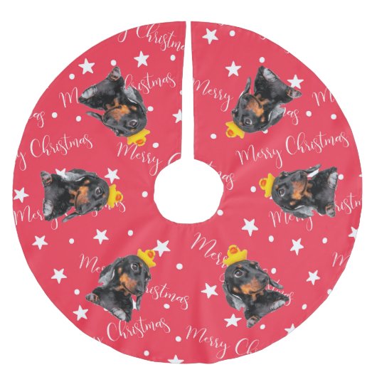 Funny Dog Photo Red Kerstmis Kerstboom Rok (Voorkant)