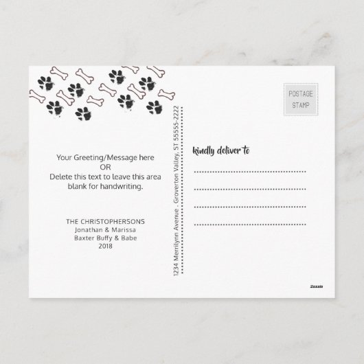 Funny Dog Photo Snowy YAPPY HOWLIDAYS Feestdagenkaart (Achterkant)