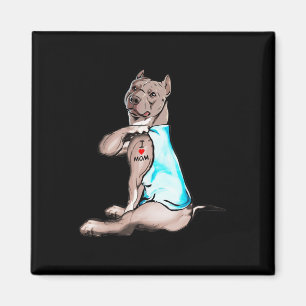 Funny Dog Pitbull Ik hou van mama Tattoo Hondenlie Magneet