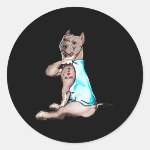 Funny Dog Pitbull Ik hou van mama Tattoo Hondenlie Ronde Sticker