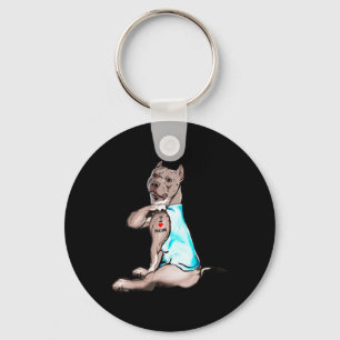 Funny Dog Pitbull Ik hou van mama Tattoo Hondenlie Sleutelhanger