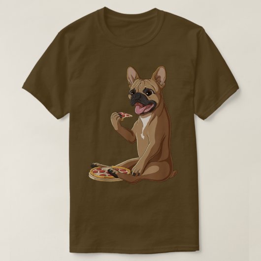 Funny Dog Pizza Lover French Bulldog T-Shirt (Design voorkant)