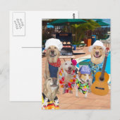Funny Dog Pool Party Briefkaart (Voorkant / Achterkant)