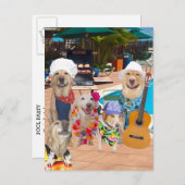 Funny Dog Pool Party Briefkaart uitnodigen (Voorkant / Achterkant)