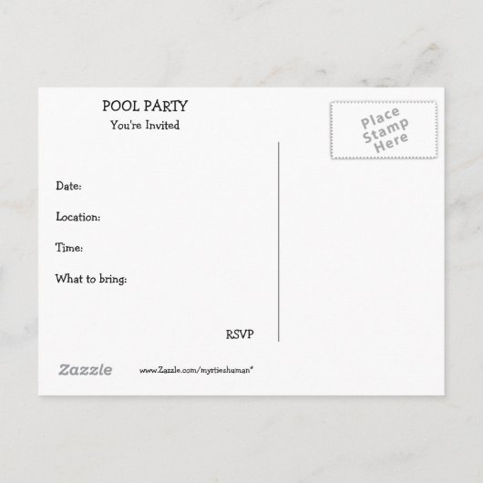 Funny Dog Pool Party Briefkaart uitnodigen (Achterkant)