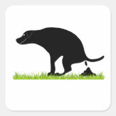 Funny Dog Pooping Vierkante Sticker (Voorkant)
