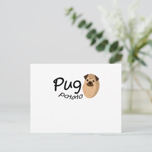 Funny Dog Pug Potato Gift Lover Pets Puppy Briefkaart (Staand voorkant)
