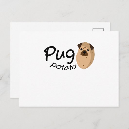 Funny Dog Pug Potato Gift Lover Pets Puppy Briefkaart (Voorkant / Achterkant)