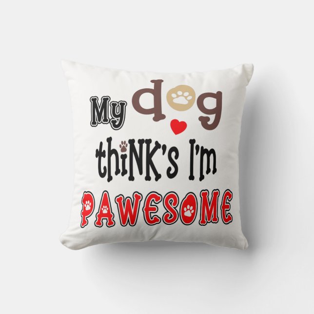 Funny dog pun Pawous Quirky Typografie Kussen (Voorkant)