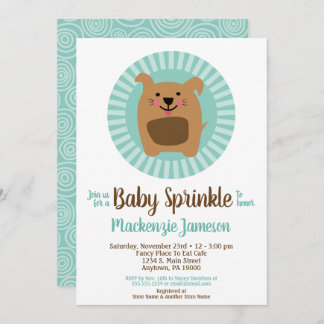 Funny Dog Puppy Baby Sprinkle Invitation Neutral Kaart