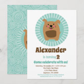 Funny Dog Puppy Birthday Invitation Boy Girl Kaart (Voorkant / Achterkant)