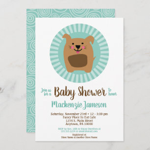 Funny Dog Puppy Neutraal Baby shower Uitnodiging