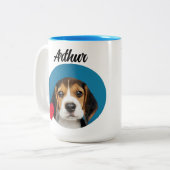 Funny dog quote en eigen naam/foto tweekleurige koffiemok (Voorkant links)