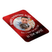 Funny dog Quote Fathers Dag Aangepaste foto Rood Magneet (Rechterzijde)