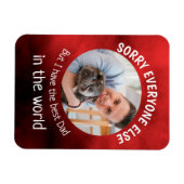 Funny dog Quote Fathers Dag Aangepaste foto Rood Magneet (Horizontaal)