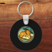 Funny Dog Reading Book Rain Cozy Umbrella Cute Art Sleutelhanger (Voorkant)