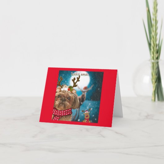 Funny Dog Reindeer Holiday Greeting Card Kaart (Voorkant)