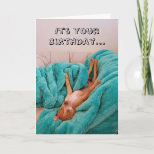 Funny Dog Relaxing Birthday Card Kaart