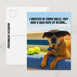 Funny Dog Retirement Boat Tennis Balls Sunglasses  Feestdagenkaart