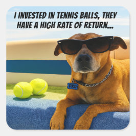 Funny Dog Retirement Boat Tennis Balls Sunglasses  Vierkante Sticker