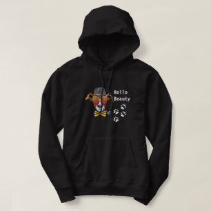 Funny dog roken Hallo Beauty mannen zwart Hoodie