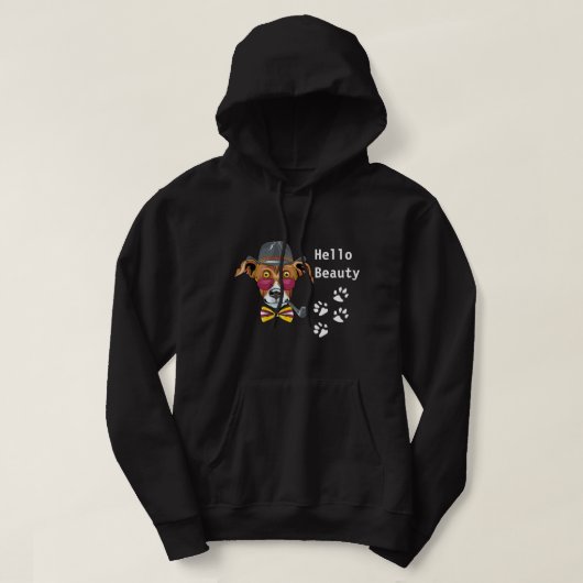 Funny dog roken Hallo Beauty mannen zwart Hoodie (Design voorkant)