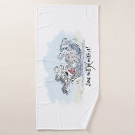 Funny Dog Rolling Cartoon Badhanddoek