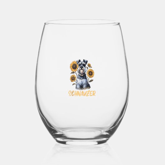 Funny Dog Schnauzer Wijnglas Zonder Voet (Voorkant)