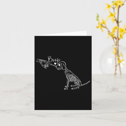 Funny Dog Skeleton Hand Boop Halloween Puppy Dog L Kaart (Gele Bloem)