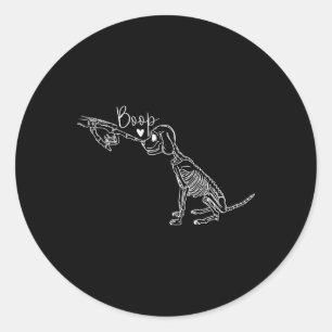 Funny Dog Skeleton Hand Boop Halloween Puppy Dog L Ronde Sticker