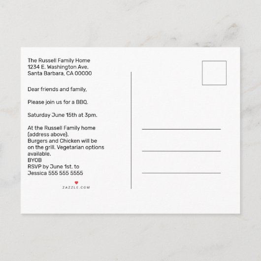 Funny Dog Summer BBQ Party Briefkaart Uitnodiging (Achterkant)