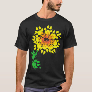 Funny Dog Sunflower Paw Print Gift Dierenvrienden T-shirt