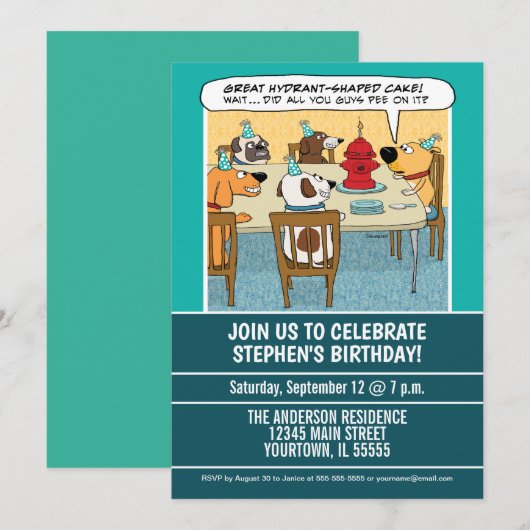 Funny Dog Suspicious of Cake Birthday Party Kaart (Voorkant / Achterkant)