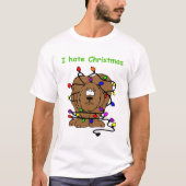 Funny Dog Tangled Lights Ik haat Kerstmis T-shirt (Voorkant)