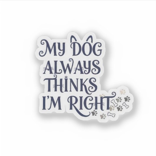 Funny Dog Text Sticker (Voorkant)