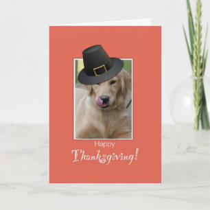 Funny Dog Thanksgiving, Humoristisch Dragen Pelgri Feestdagen Kaart