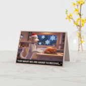 Funny dog themed Christmas card Kaart (Gele Bloem)