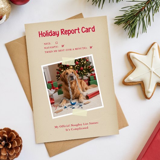Funny Dog Themed Pet Photo Christmas Feestdagenkaart