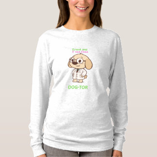 Funny DOG-TOR Cartoon Dog Women's Long Sleeve T-Sh T-shirt