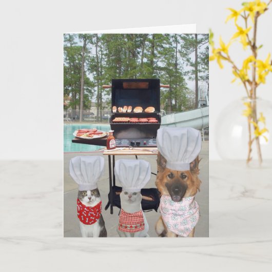 Funny Dog Vaderdag Kaart (Gele Bloem)