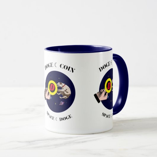 Funny Dog vangt postkoe in de ruimte Mok (Voorkant rechts)