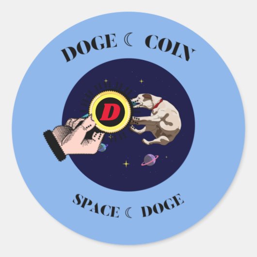 Funny Dog vangt postkoe in de ruimte Ronde Sticker (Voorkant)