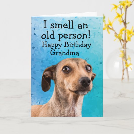 Funny dog verjaardag kaart (Gele Bloem)