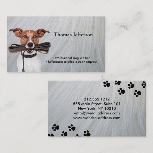 Funny Dog Walker Visitekaartje Klantenkaartje (Voorkant / Achterkant)