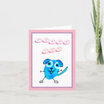 Funny Dog Waving Kids Birthday Hartelijk dank Bedankkaart<br><div class="desc">Funny Dog Waving Kids Birthday Dank je wel. Blauwe hond, dank je tekst in een leuk lettertype, een bericht voor je vrienden en familie en de naam van het kind. Pas de kaart aan met de naam van het kind. Binnen de kaart is een bericht - u kunt om het...</div>