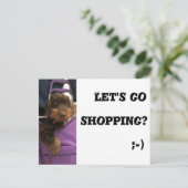 Funny dog, we gaan winkelen briefkaart (Staand voorkant)