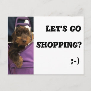 Funny dog, we gaan winkelen briefkaart