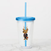 Funny dog wearing business suit cartoon  acryl drinkbeker (Voorkant)